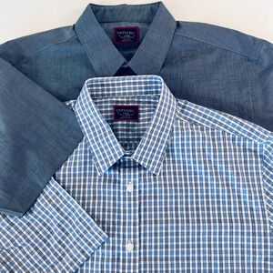Lot of 2 UNTUCKit Mens Petrus Dante Slim Fit Short Sleeve Shirts Blue Large L
